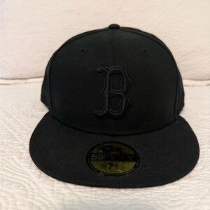 Black Fitted Cap with  Boston Logo